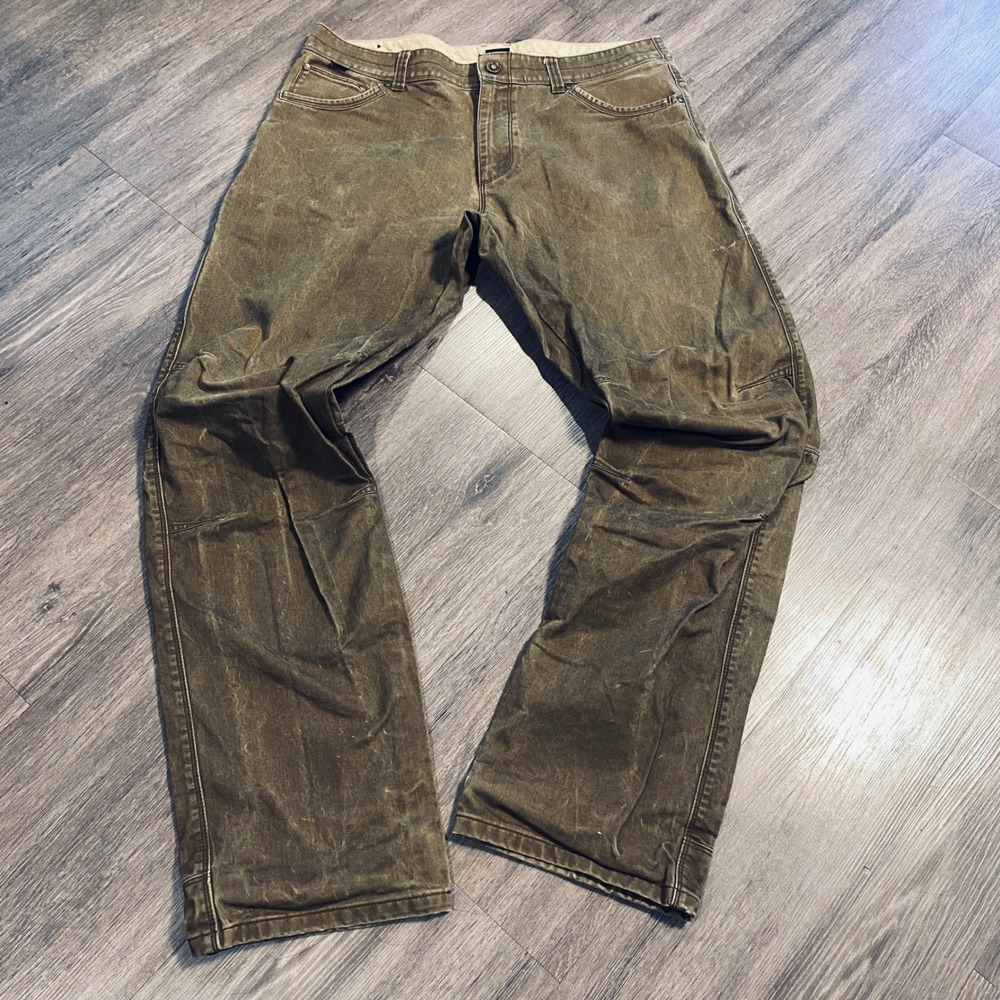 Kuhl Mens Rydr Articulated Knee Workwear Pants 36x34 Dark Khaki Brown Rugged